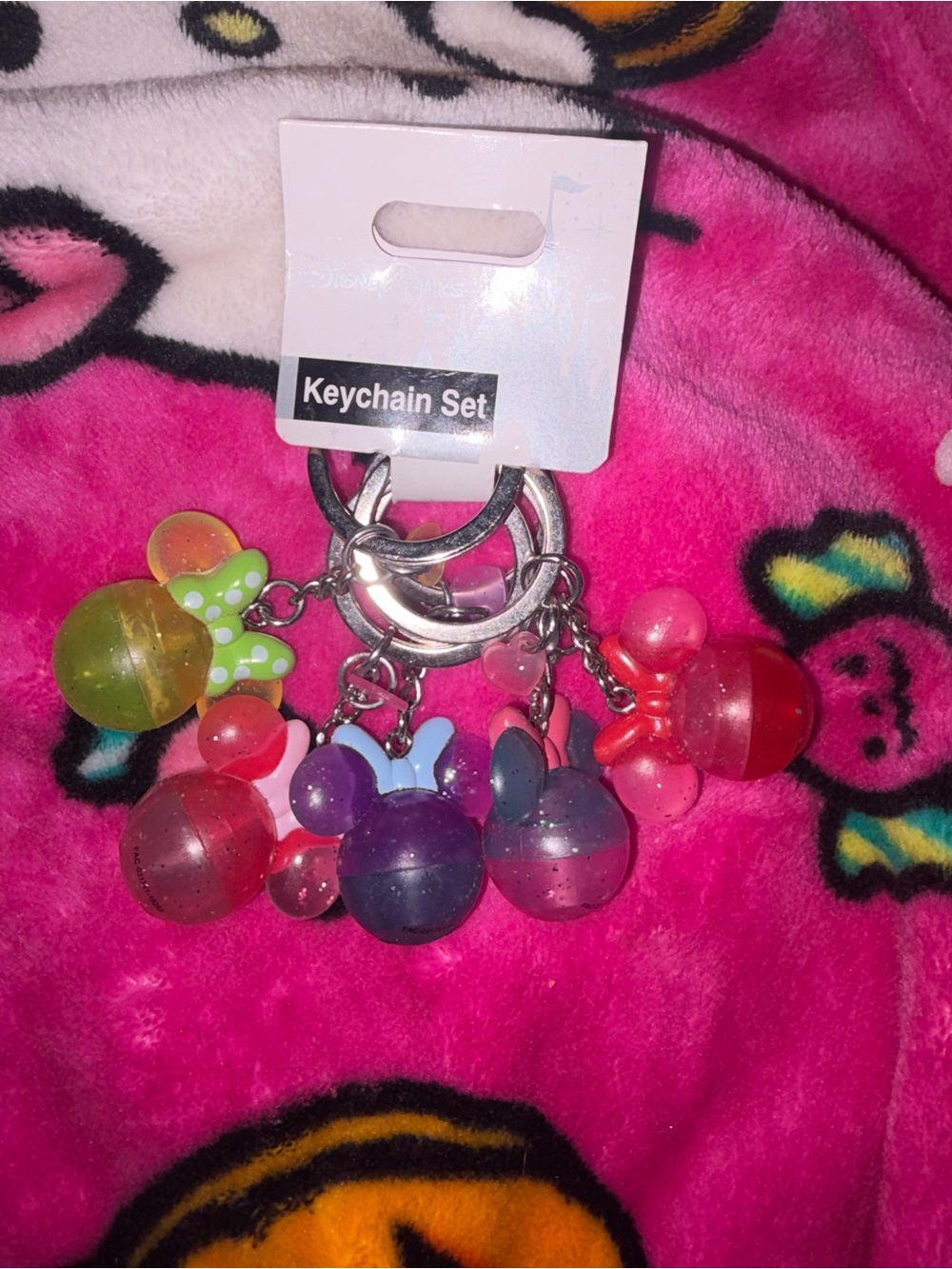 Disney Parks Multicolor Minnie Charm Keychain Set NWT